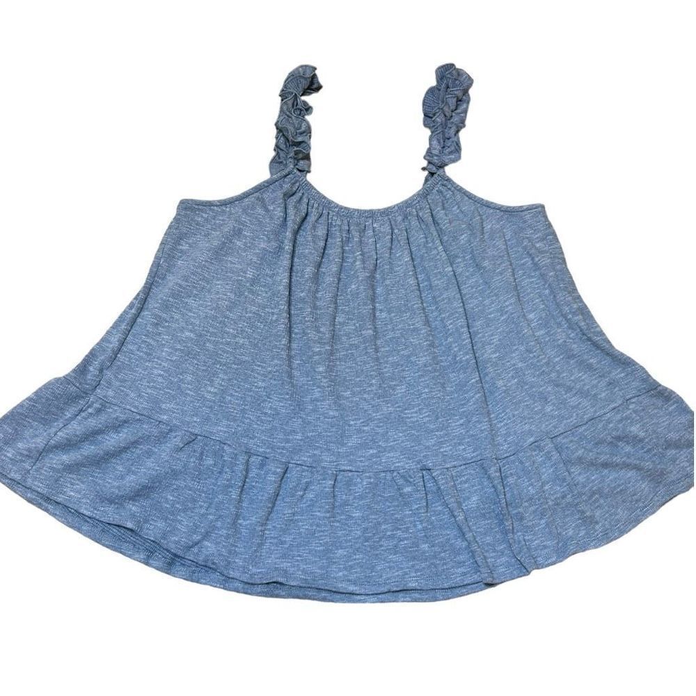 *5 for $25* Women’s Plus Size Time and Tru Blue Peplum Ruffle Tank Top XXXL